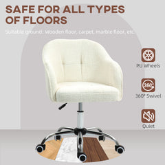 HOMCOM Teddy Fleece Swivel Office Chair - Cream