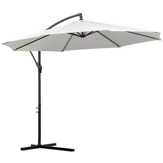 Outsunny 3M Banana Umbrella Parasol-Cream White