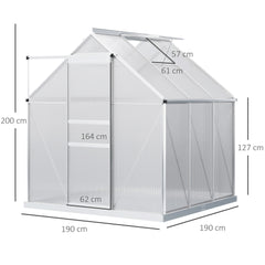 Outsunny 190 x 190cm Walk-In Polycarbonate Greenhouse