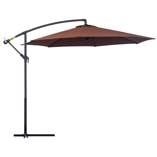 Outsunny 3m Hanging Umbrella Parasol-Coffee