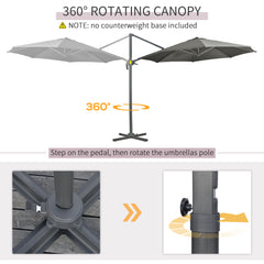 Outsunny 3 x 3(m) Cantilever Parasol with Cross Base, Garden Umbrella with 360√Ç¬∞ Rotation, Crank Handle and Tilt for Outdoor, Patio, Grey