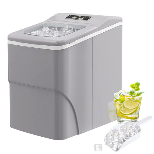 HOMCOM 12kg Countertop Ice Cube Machine, with Scoop - Silver-Tone