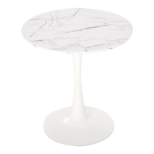 HOMCOM Modern Round Dining Table Leisure Coffee Bistro Table with Metal Base for Kitchen & Dining Room White