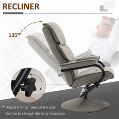 HOMCOM Recliner Chair with Ottoman 360√Ç¬∞ Swivel Faux Leather High Back Armchair w/ Footrest Stool for Home Office