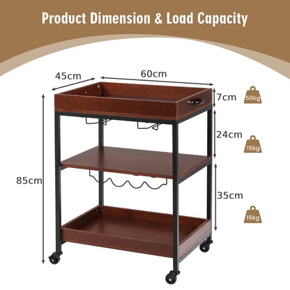3-Tier Industrial Kitchen Island Cart