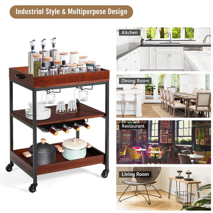 3-Tier Industrial Kitchen Island Cart