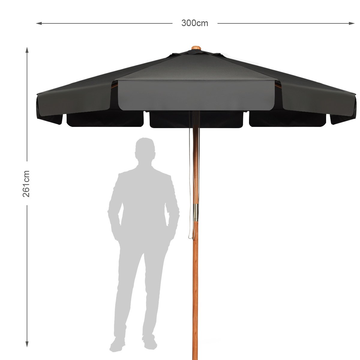 300 CM Patio Market Table Umbrella with Adjustable Height and Angle-Black