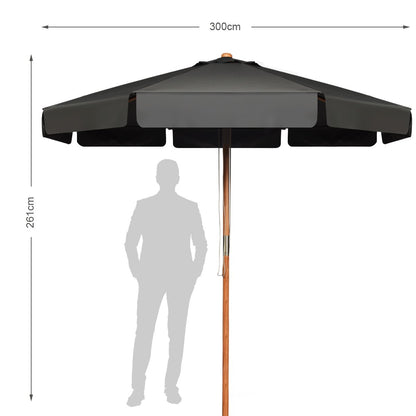 300 CM Patio Market Table Umbrella with Adjustable Height and Angle-Black