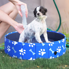 PawHut Foldable Dog Paddling Pool Pet Cat Swimming Pool Indoor/Outdoor Collapsible Bathing Tub Shower Tub Puppy â80 √É‚Äî 20H cm S Sized