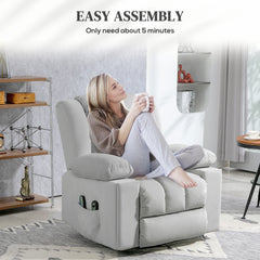 HOMCOM Velvet-Feel Electric Riser, Recliner and Massage Armchair - Light Grey