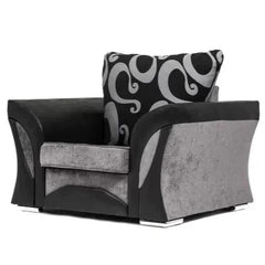 Sparrow Chenille Fabric Armchair - Black & Grey / Brown & Beige