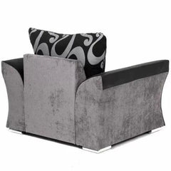 Sparrow Chenille Fabric Armchair - Black & Grey / Brown & Beige