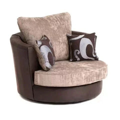 Sparrow Chenille Fabric Swivel Chair - Black & Grey / Brown & Beige