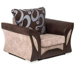 Sparrow Chenille Fabric Armchair - Black & Grey / Brown & Beige