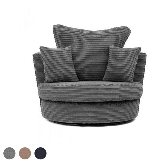 Porto Jumbo Cord Swivel Chair - Grey