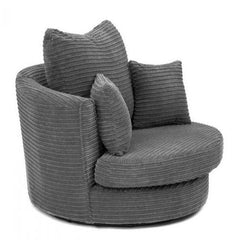 Porto Jumbo Cord Swivel Chair - Grey