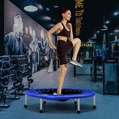 Foldable Mini Trampoline with Springs and Padded Cover-Blue