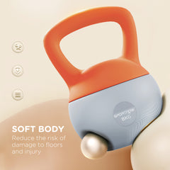 SPORTNOW Soft Kettlebell, 8kg Kettle Bell with Non-Slip Handle for Home Gym Weight Lifting and Strength Training, Orange and Grey