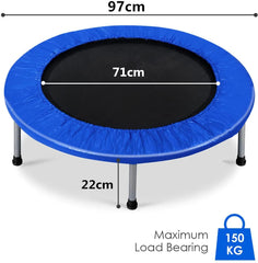 Foldable Mini Trampoline with Springs and Padded Cover-Blue