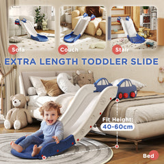 AIYAPLAY Kids Slide for Couch, Bed, Sofa, with Extended Length, Easy to assemble and Store, White and Blue