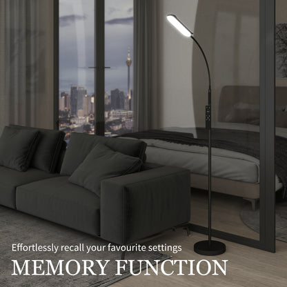 HOMCOM LED Floor Lamp, Standing Lamp with Remote & Touch Control, Stepless Dimmable Colours Temperature & Brightness, 360√Ç¬∞ Adjustable Gooseneck, 1 Hour Timer, Memory Function for Living Room, Black