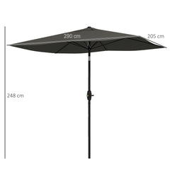 Outsunny 2 x 3(m) Garden Parasol Umbrella, Rectangular Outdoor Market Umbrella Sun Shade with Crank & Push Button Tilt, 6 Ribs, Aluminium Pole, Dark Grey