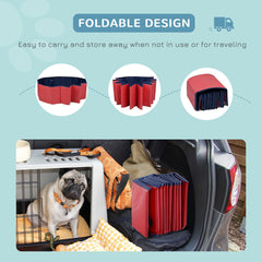 PawHut Foldable Dog Paddling Pool Pet Cat Swimming Pool Indoor/ Outdoor Collapsible Summer Bathing Tub Shower Tub Puppy Washer, â 100 x 30H cm, Red