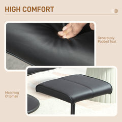 HOMCOM Faux Leather Reclining Chair and Footstool - Black