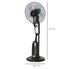 HOMCOM 18" Pedestal Fan with Water Mist Spray, Humidifying Misting Fan, Standing Fan with 3 Speeds, 2.8L Water Tank, Timer and Remote, Black