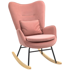 HOMCOM Velvet-Feel Rocking Armchair - Pink