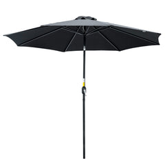 Outsunny 3(m) Tilting Parasol Garden Umbrellas, Outdoor Sun Shade with 8 Ribs, Tilt and Crank Handle for Balcony, Bench, Garden, Black