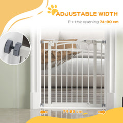 PawHut Pressure Fit Stair Gate, Dog Gate w/ Auto Closing Door, for Small, Medium Dog, Easy Installation, for 74-80cm Opening