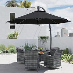 Outsunny 3(m) Garden Cantilever Parasol, Round Overhanging Umbrella with Crank Handle, Cross Base, Aluminium Frame and 360√Ç¬∞ Rotation, Banana Patio Umbrella for Outdoor Sun Shade, Black