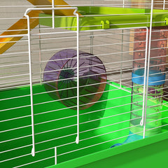 PawHut Hamster Cage w/ Water Bottle, Exercise Wheel, Tubes, Ramps - Green