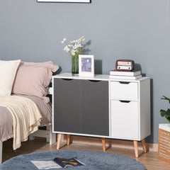 HOMCOM Sideboard Floor Standing Storage Cabinet with Drawer for Bedroom, Living Room, Home Office, Grey