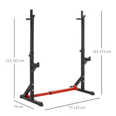 HOMCOM Barbell Rack, Width and Height Adjustable Dip Stand, Bench Press Rack for Home Gym Weight Lifting Fitness Workout, Max Load 150kg