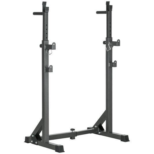 SPORTNOW Heavy Duty Barbell Squat Rack, Adjustable and Multifunctional Weight Power Stand, for Home, Gym - Black