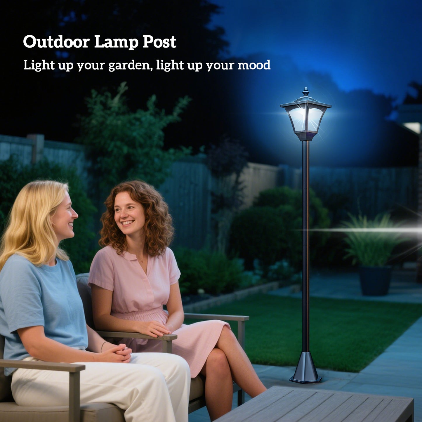 Outsunny Outdoor Garden Solar Post Lamp Photosensitive LED Lantern Bollard Pathway 1.2M Tall √¢‚Ç¨‚Äú Black