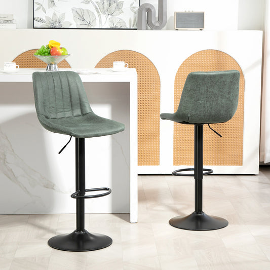 HOMCOM Set of Two Retro Tub Bar Stools - Green