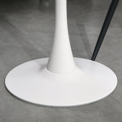 HOMCOM Modern Round Dining Table Leisure Coffee Bistro Table with Metal Base for Kitchen & Dining Room White