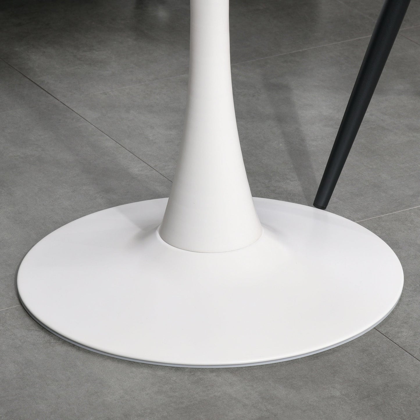 HOMCOM Modern Round Dining Table Leisure Coffee Bistro Table with Metal Base for Kitchen & Dining Room White