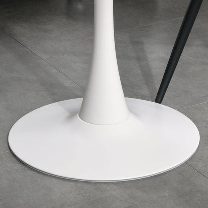 HOMCOM Modern Round Dining Table Leisure Coffee Bistro Table with Metal Base for Kitchen & Dining Room White