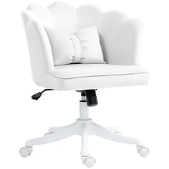 HOMCOM Velvet-Feel Petal Back Office Chair - White