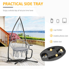 Outsunny Hammock Chair Stand Only Construction Heavy Duty Metal C-Stand for Hanging Hammock Chair Porch Swing Indoor or Outdoor Use