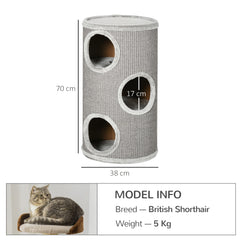 PawHut Cat Climbing Frame, Covered with Sisal, Cosy Platform - Light Grey