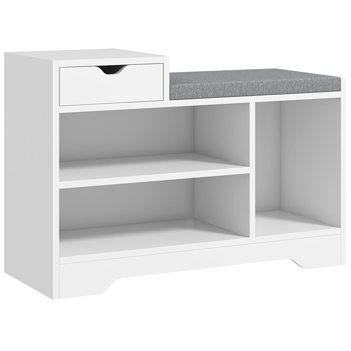 HOMCOM Multi-Compartment Shoe Bench, with Seat - White