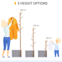 HOMCOM 180 cm Hallway Coat Rack Storage Bench Tree Hat Hanger Entryway Stand Garment Organiser Bedroom Living Room