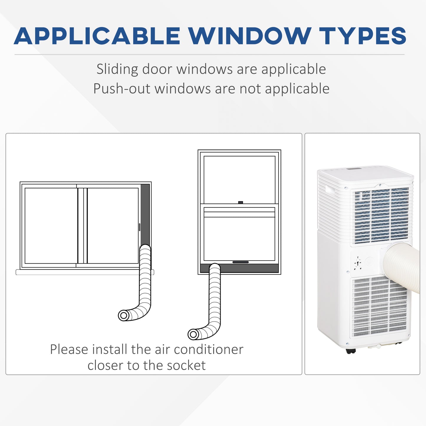 HOMCOM 9000 BTU Portable Air Conditioner for Cooling Dehumidifier Fan, Air Conditioning Unit for Room up to 28m√Ç¬≤, with Remote, 24H Timer, Window Mount Kit, R290, A Energy Efficiency, 1122W
