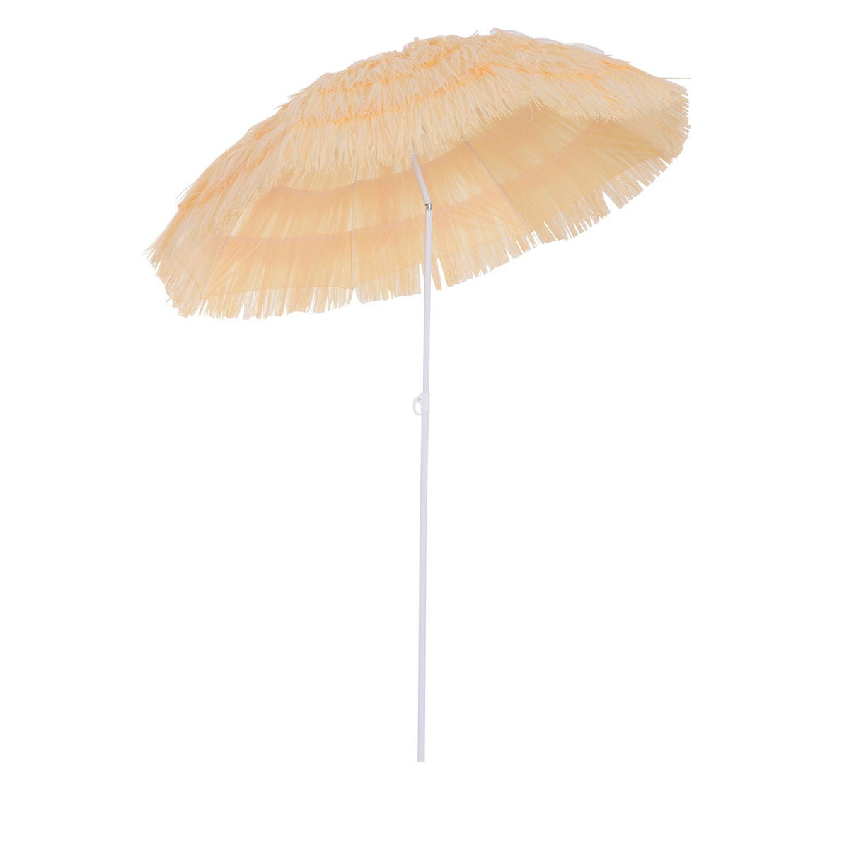 Outsunny 1.6m Patio Garden Hawaii Beach Sun Umbrella Sunshade Hawaiian Folding Tilting Crank Parasol (Wheat)