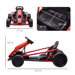 HOMCOM 24V Electric Go Kart for Kids, Drift Ride-On Racing Go Kart with 2 Speeds, for Boys Girls Aged 8-12 Years Old, Red